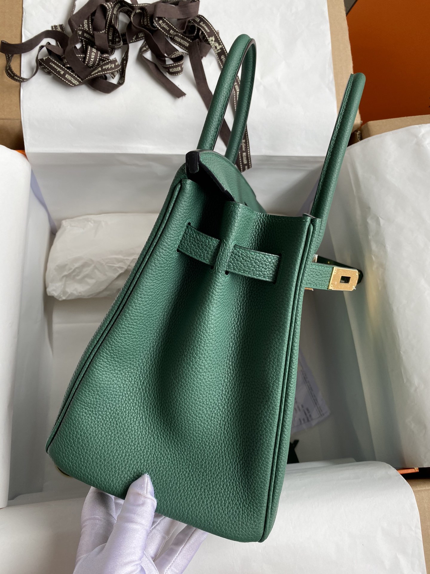 Hermes Birkin 30CM Togo Leather Handbag Vert Vertigo